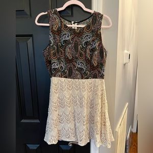 Cream and colorful print dress